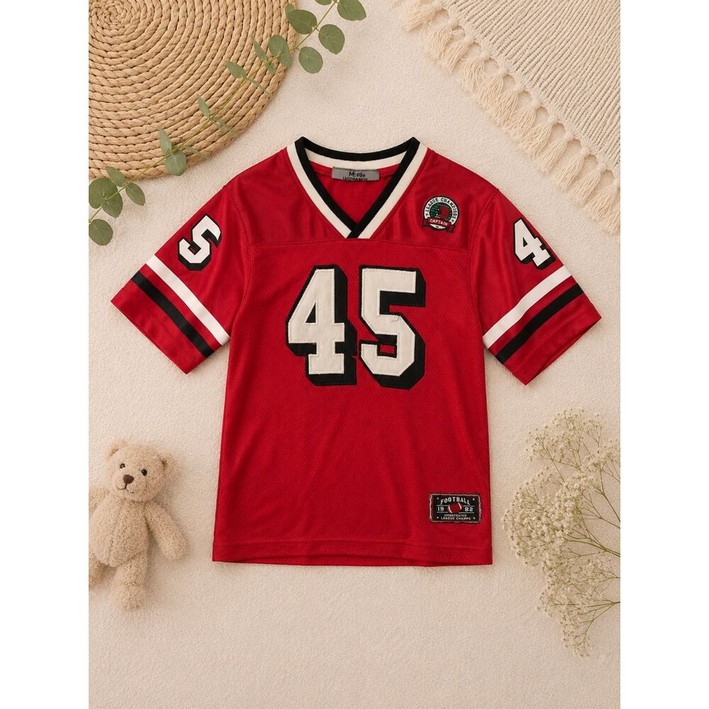 Youth Small Red #45 Football Jersey Mesh Athletic Sports Shirt Youth S
